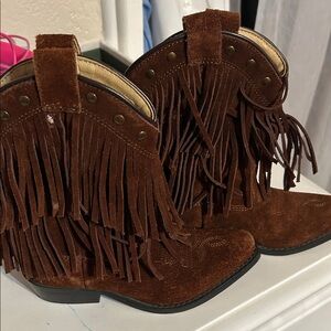 Tony Lama Brown Fringe Ankle Boots